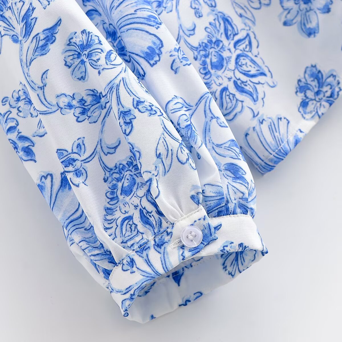 Women's New fashion layered decoration long sleeved printed shirt