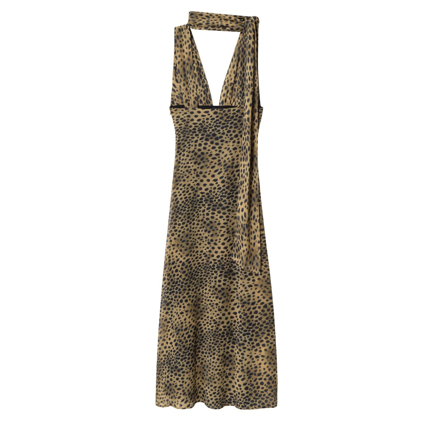 Women's 2025 new fashion sexy animal print scarf MIDI dress