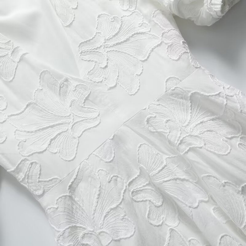 Ladies' new Fashion embroidered decoration slim short sleeved V-neck mini dress