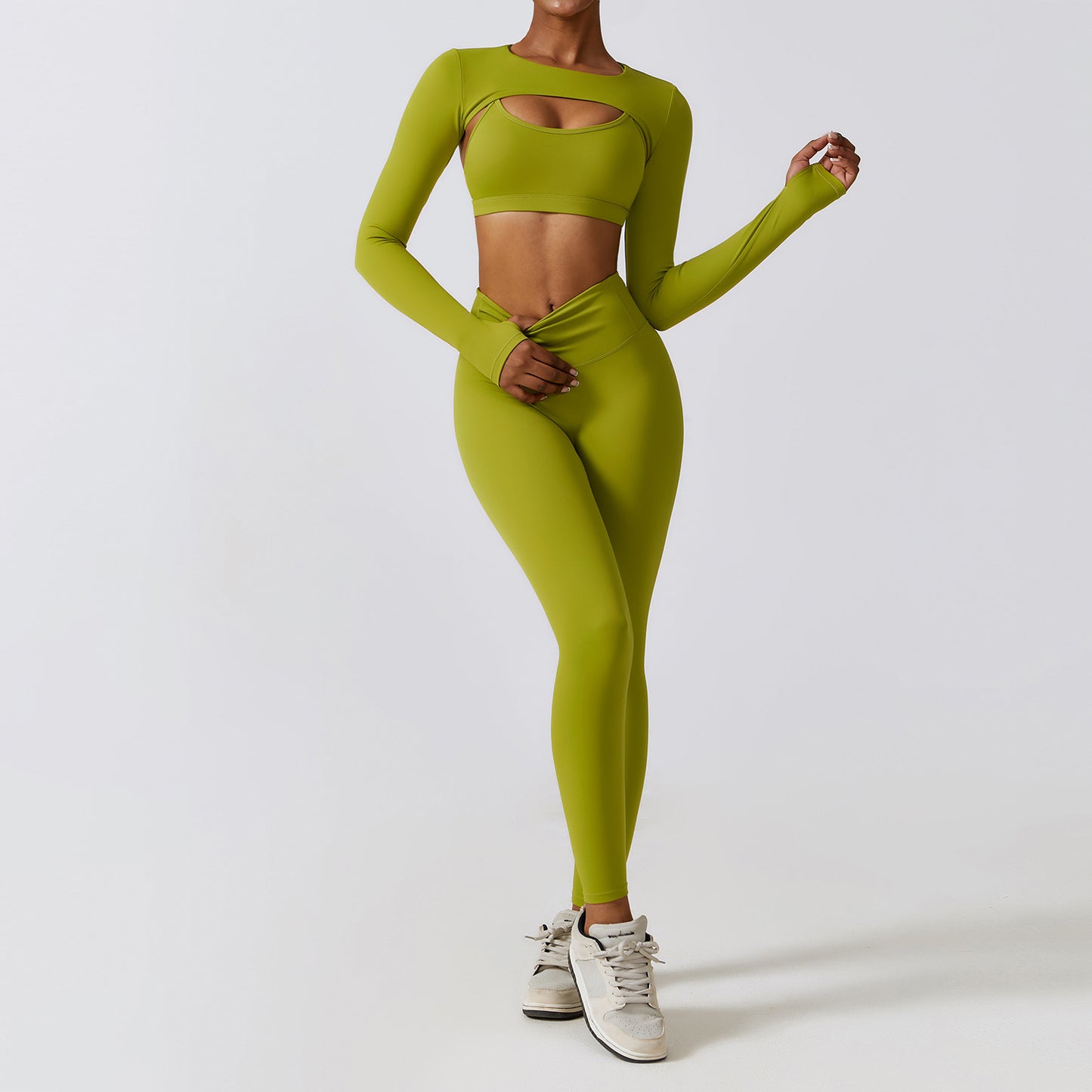 Women's New Autumn and Winter Tight-fitting Yoga Suit Nude Quick-drying Exercise Suit Slimming Fitness Suit Three-piece Suit
