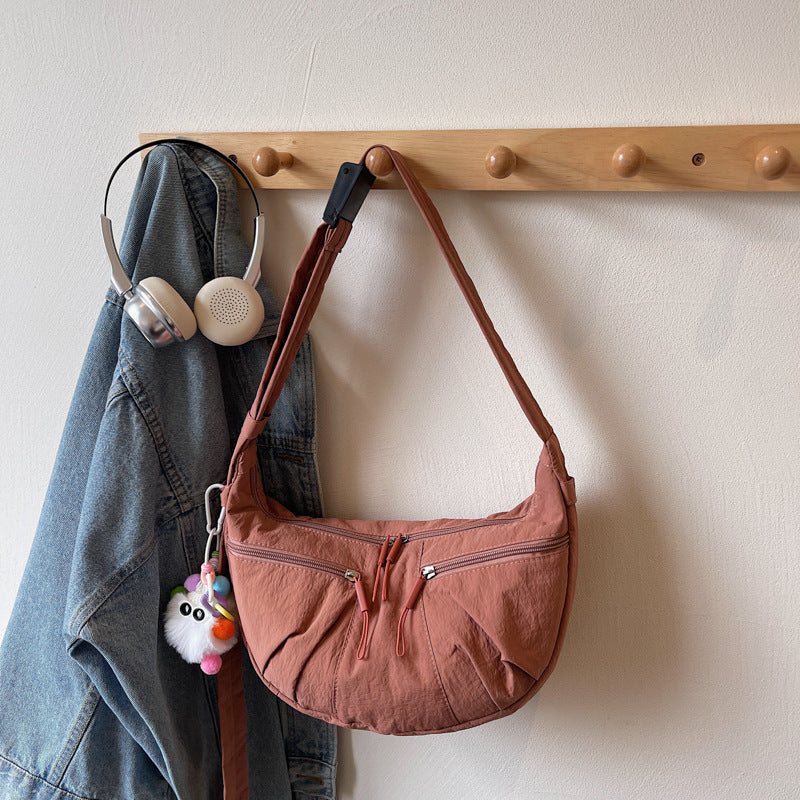 LU Women's new casual Joker lightweight pleated shoulder bag Messenger bag large capacity female bag