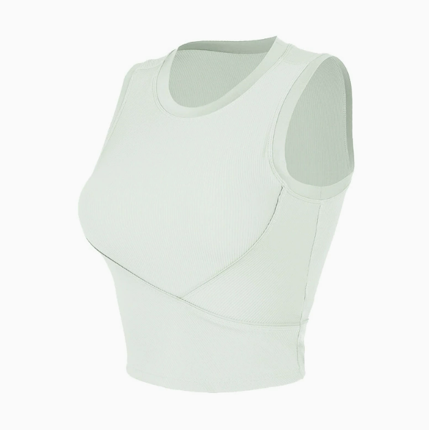 LU Women's Rib Running Vest Women's Summer Yoga Shirt with Chest Pad Sleeveless Beauty Back Fitness Underwear