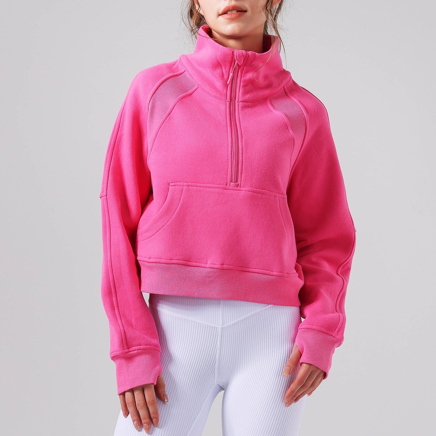 Women's new Joker Fall/Winter Yoga Clothing Semi-Zipper Stand-up Sports Sweater Loose Joker Leisure Yoga Top