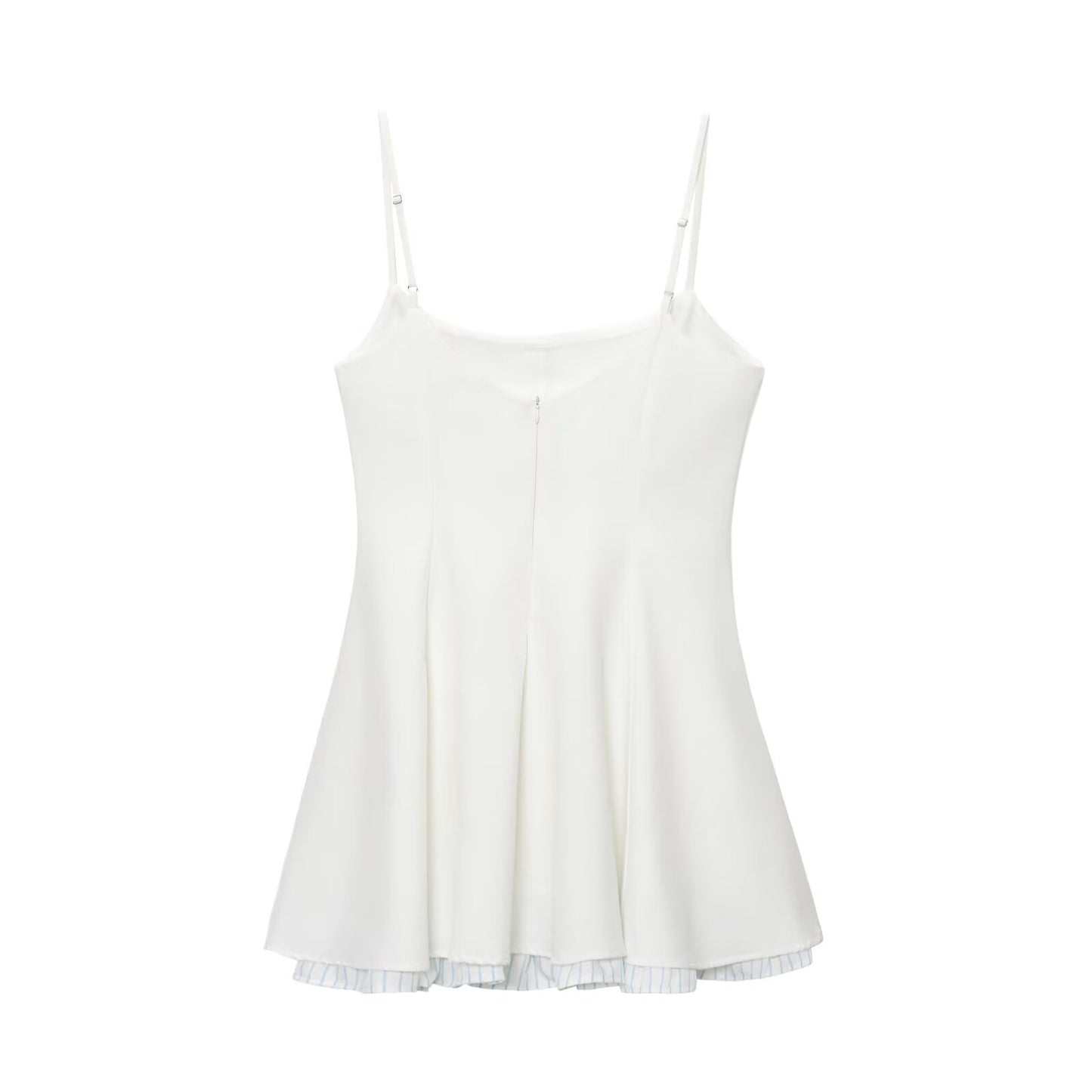 Women's new fashion patchwork striped hem suspender mini dress