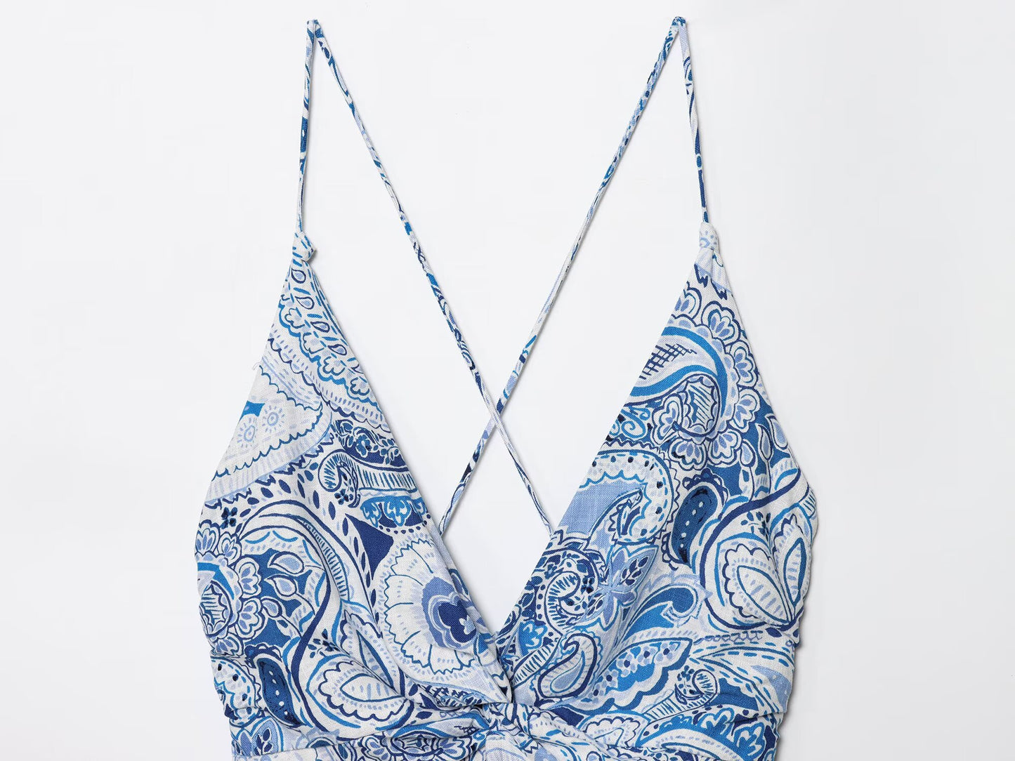 Women's 2025 Fashion Sleeveless V-neck Printed suspender Midi Dress