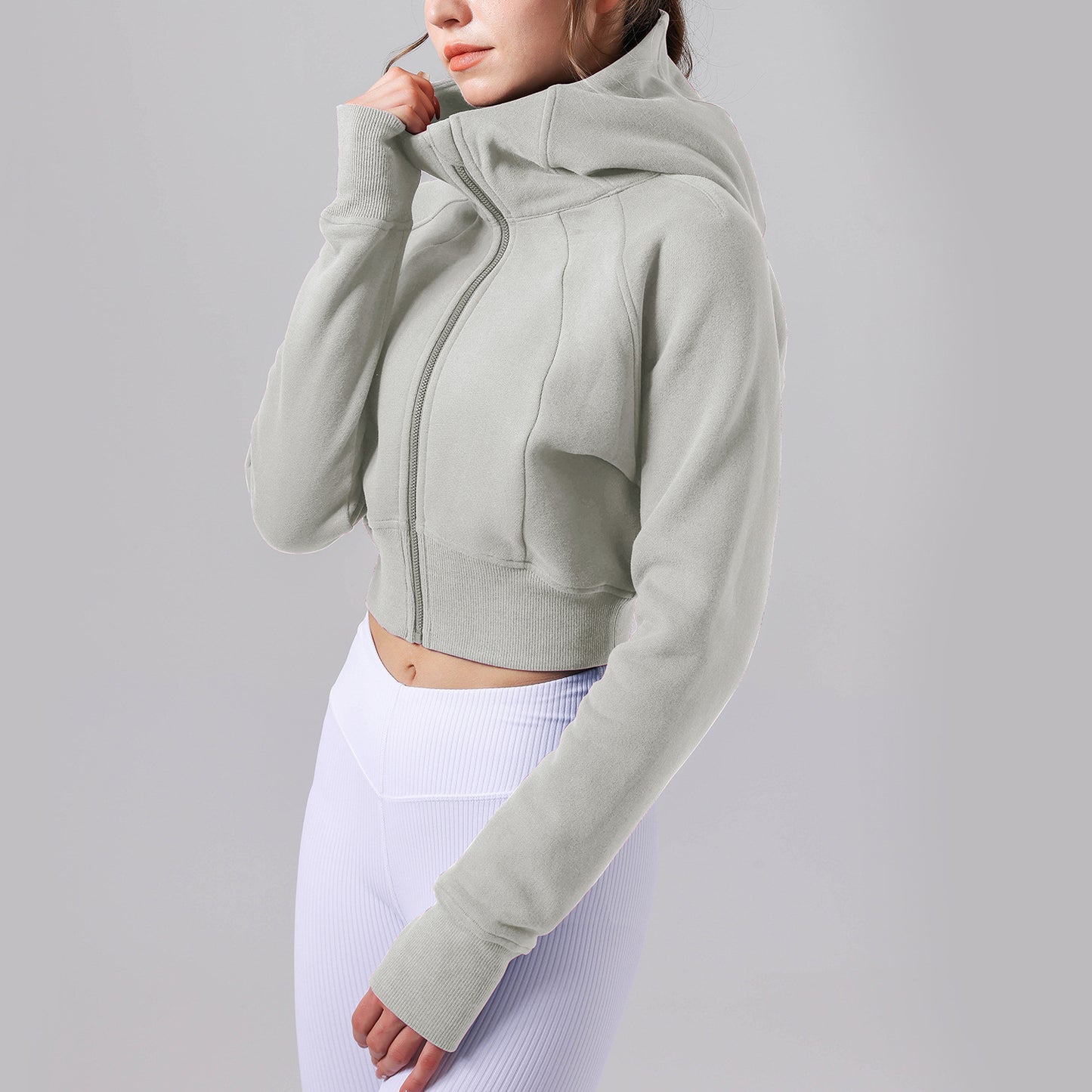 Women's new Joker hooded fitness jacket plus velvet warm loose coat