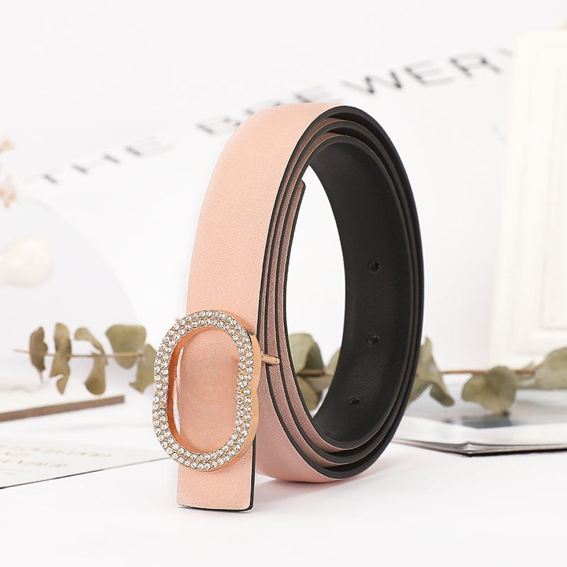 Women's New Temperament Joker Rhinestone Buckle Decoration with Belt with A Box