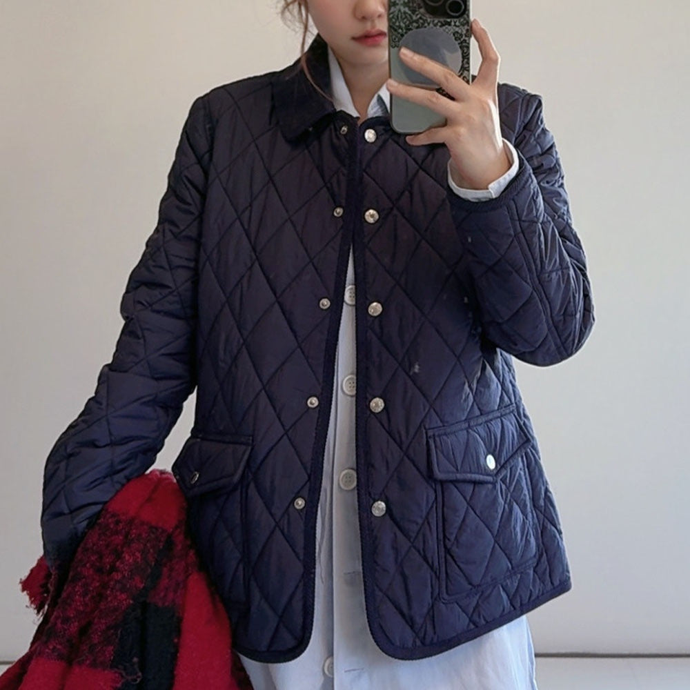 Women's new fashion Joker rhombic design autumn and winter coat