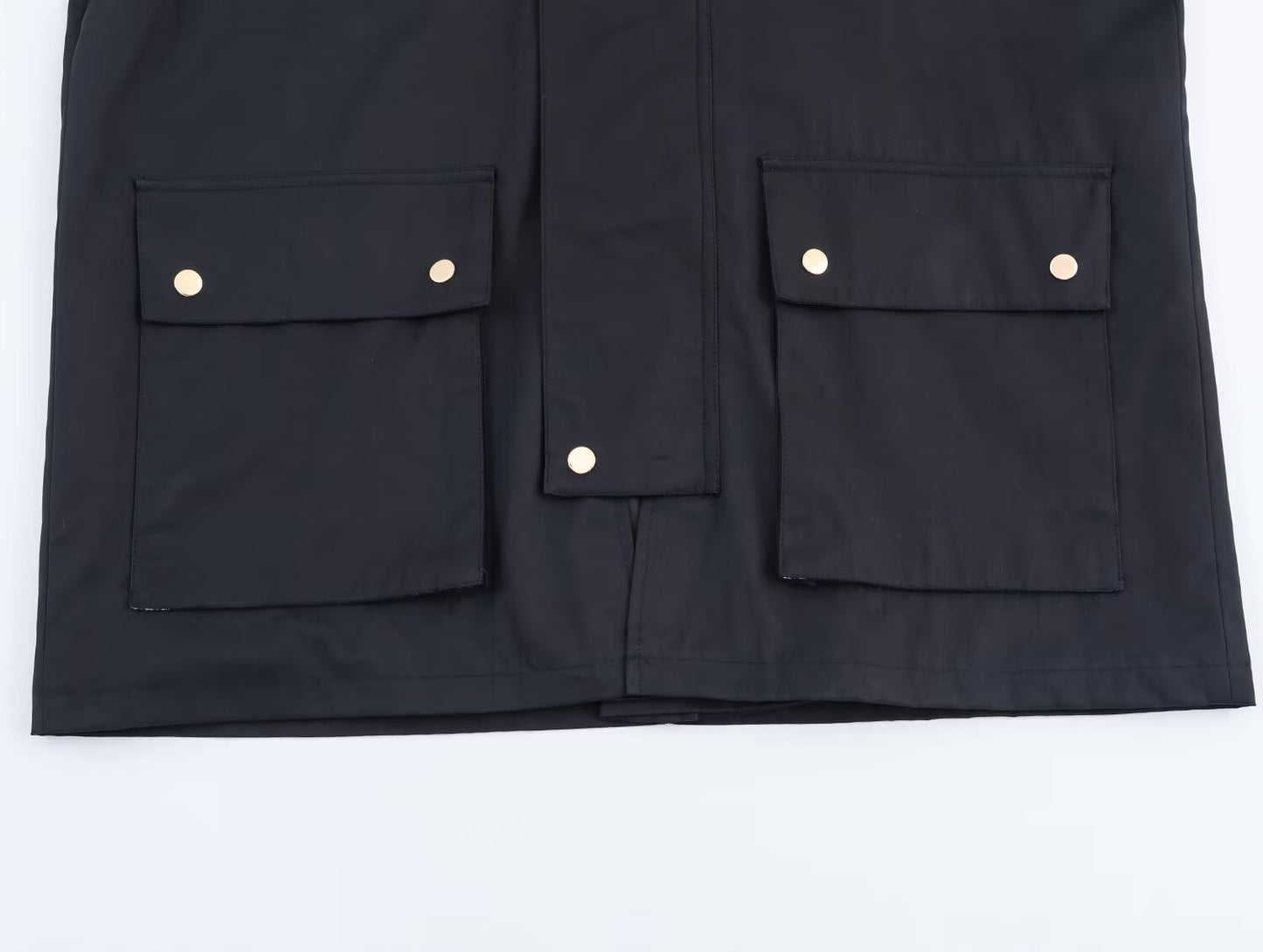 Women's new fashion contrasting collar loose hooded windbreaker Coat