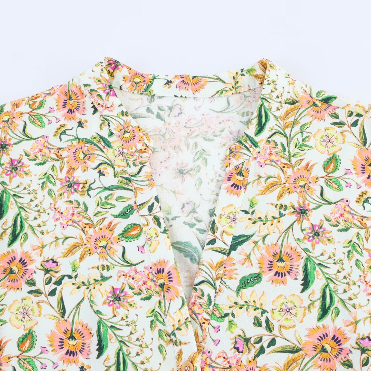 Women's New Chic Fashion With Belt Casual Single breasted Printed V-neck Midi Dress Retro Long sleeved Women's Dress