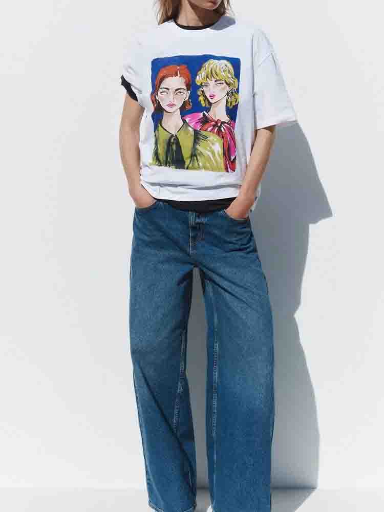 Women's new basic style O Neck T-shirt casual loose letter printed T-shirt short sleeved women's T-shirt