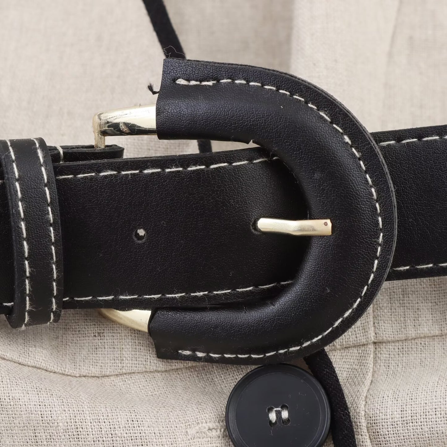 Women's' New Fashion With Belt Sleeveless Linen Blended V-neck Midi Dress