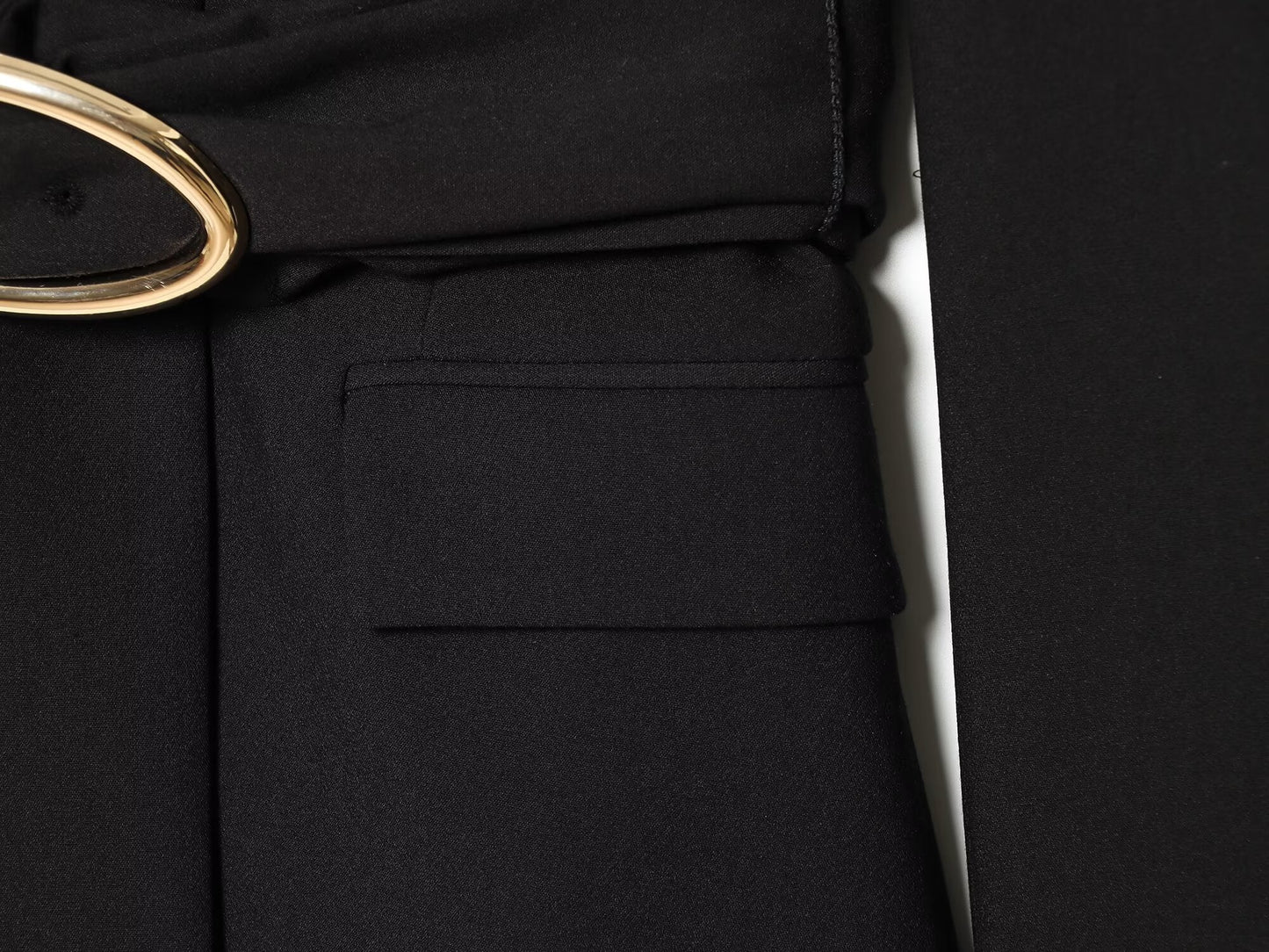 suit Women's 2 pieces gold buckle belt decoration Blazer Coat +Pants