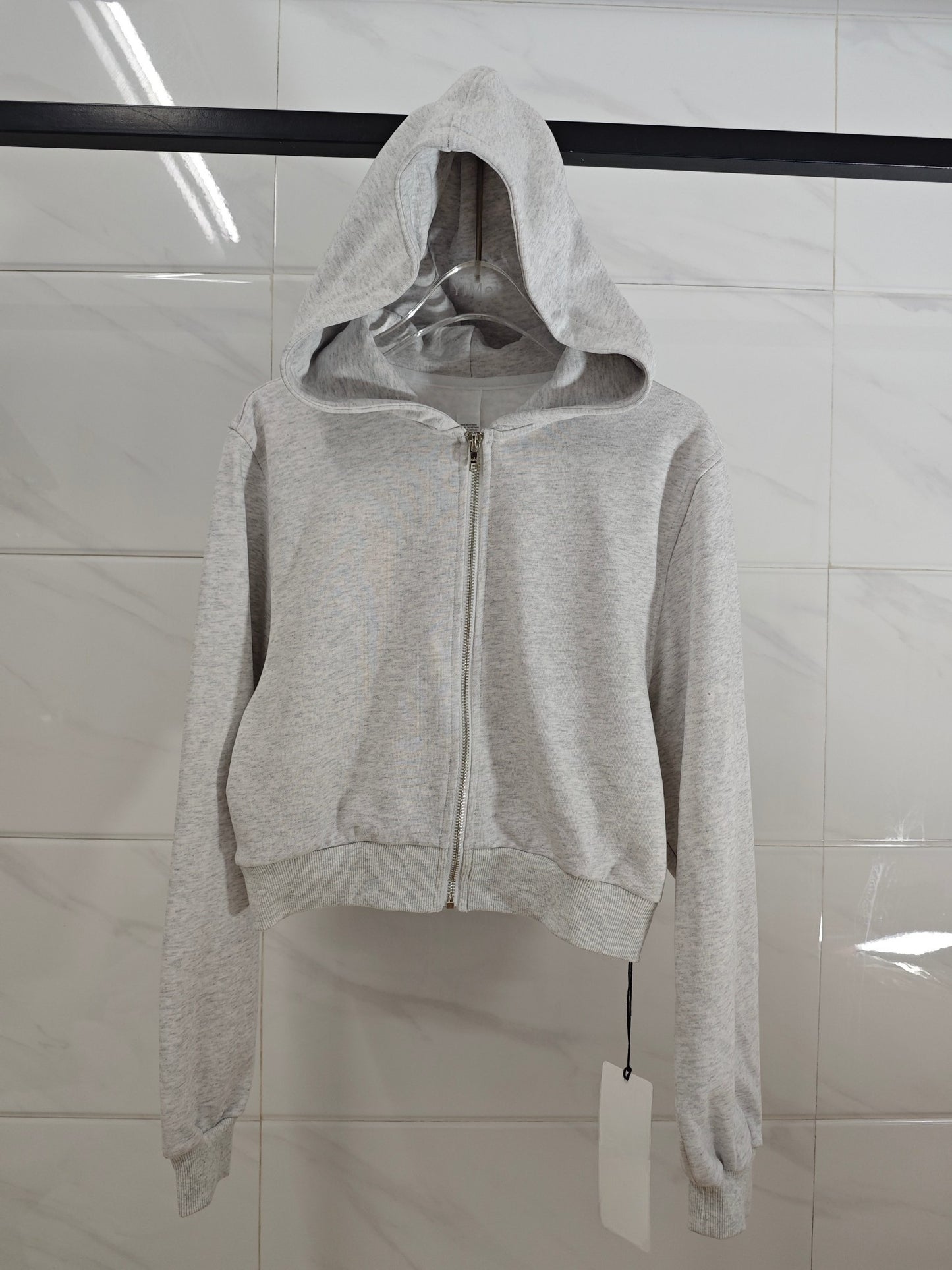 Women's New Fashion Joker Hooded Short Long Sleeve Zipper Sweater Coat.