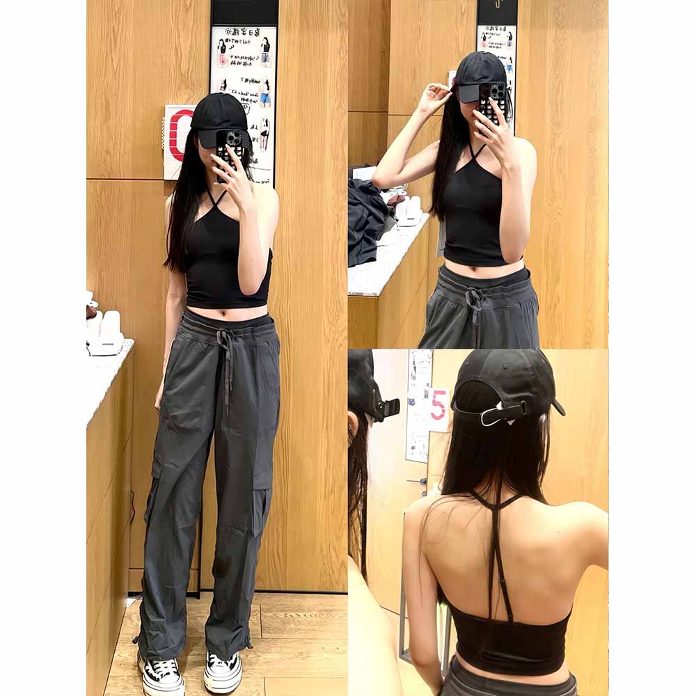 LU Women's New Fashion Joker Loose Waist Sports Casual Overalls Straight Women's Trousers