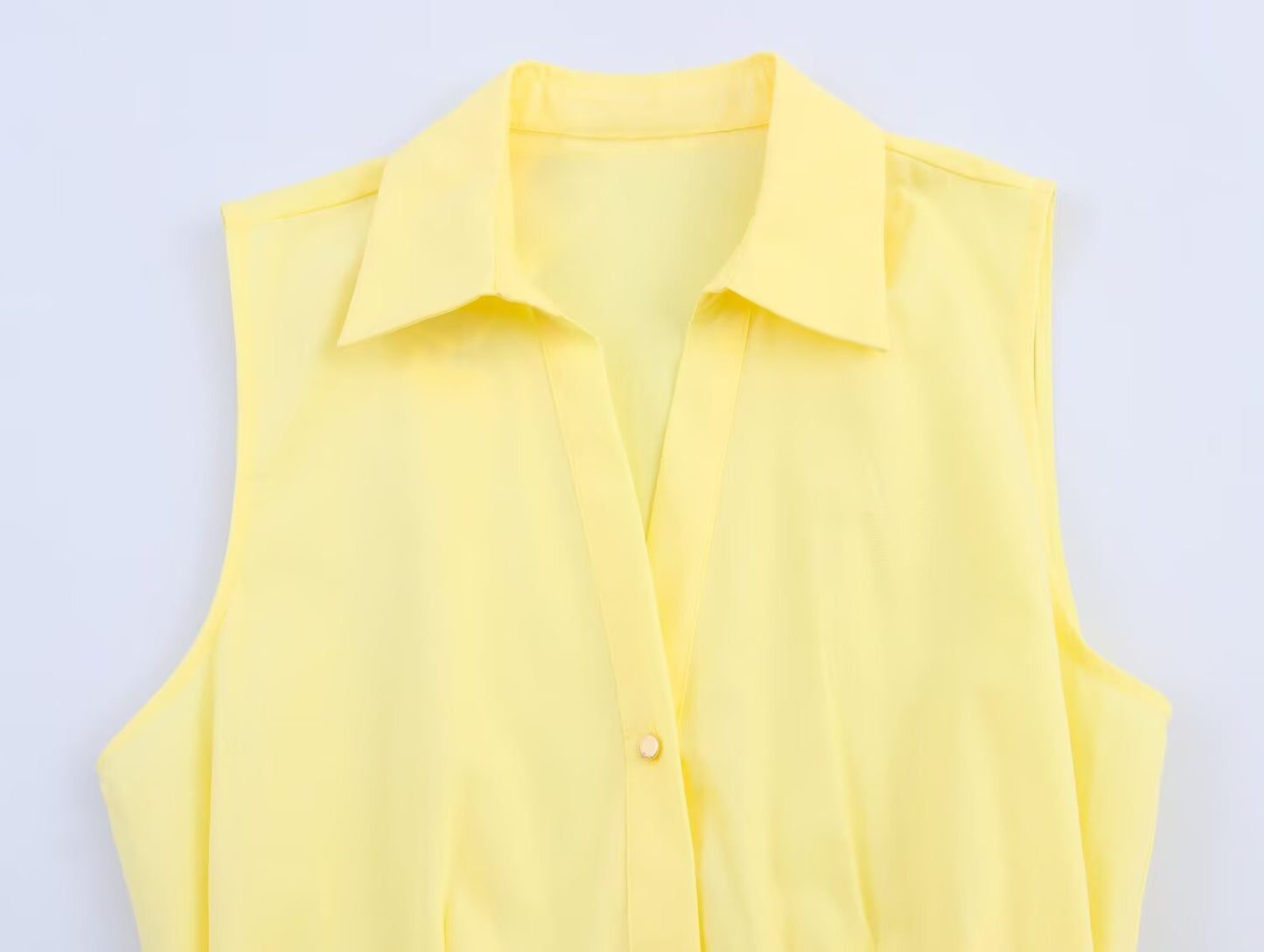 Women's chic Fashion With Belt Sleeveless Poplin Shirt Style Midi Dress