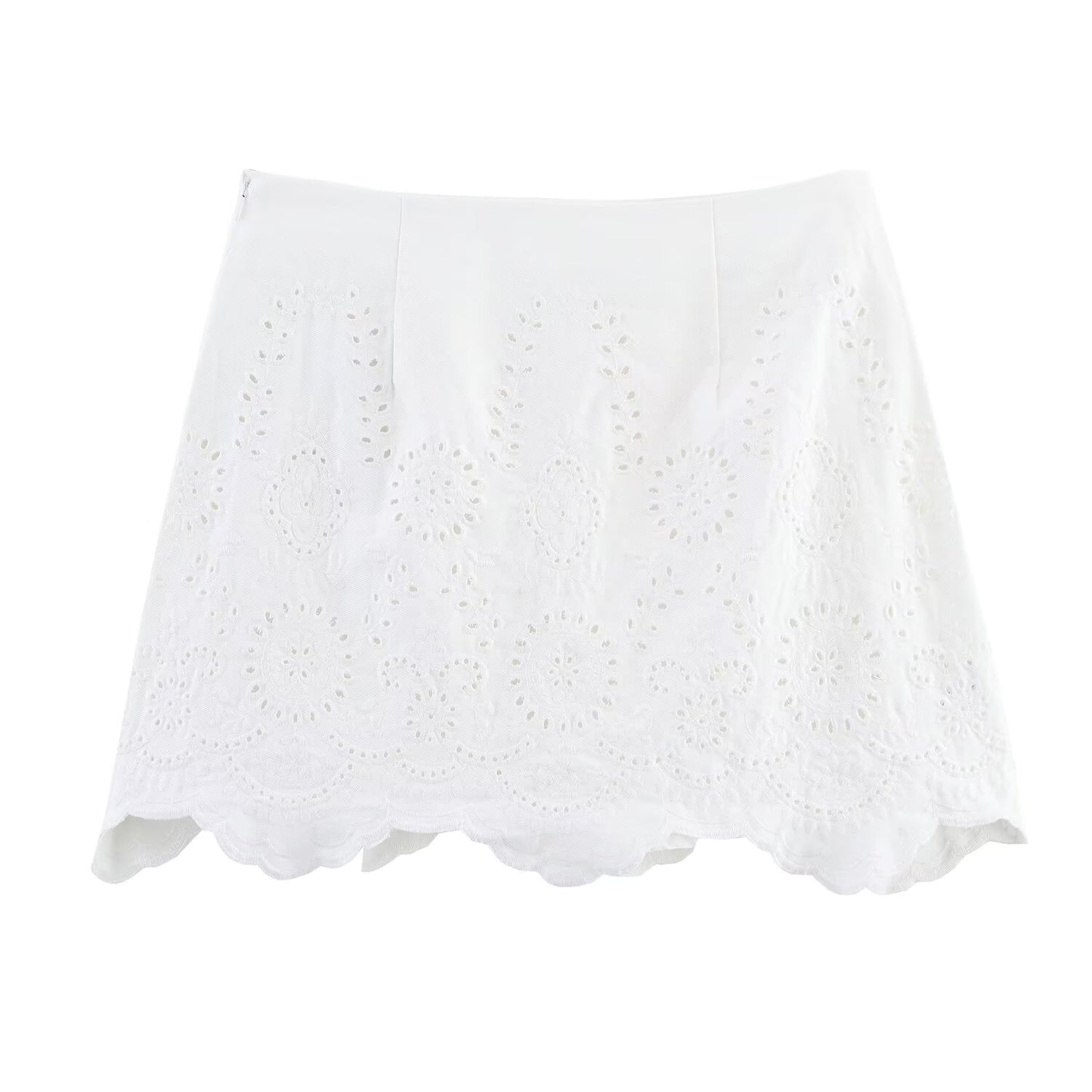 Women's New Fashion Short Hollow Embroidered Vest style Top+Shorts Skirts suit