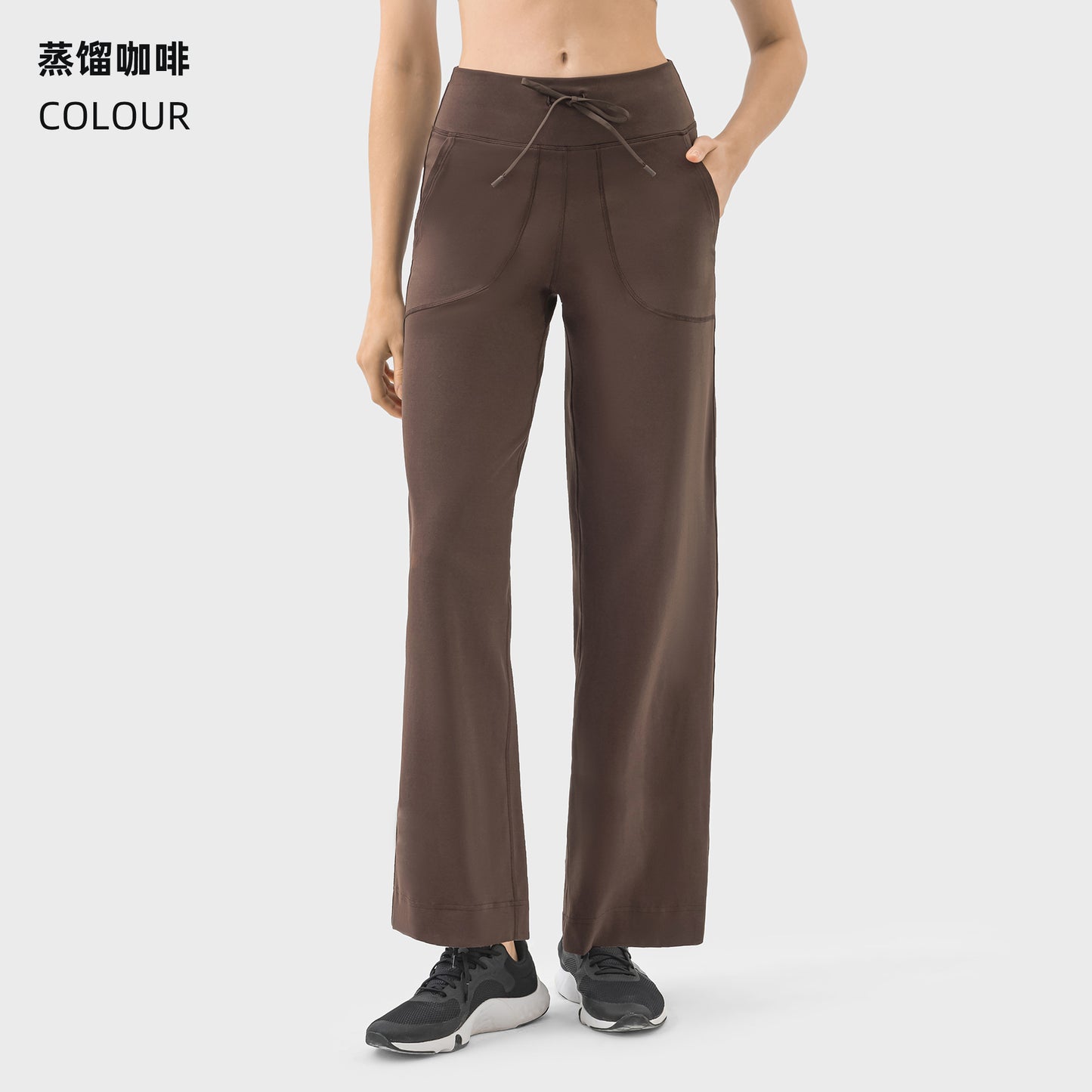 Women's New Sports and Leisure Joker Elastic Waist Wide-leg Pants Big Pocket Fitness Yu Casual Pants