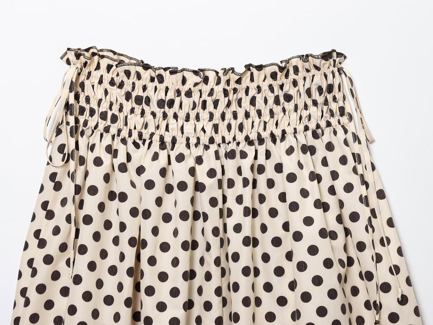 Women's chic Fashion polka dot printed elastic waist MIDI skirt