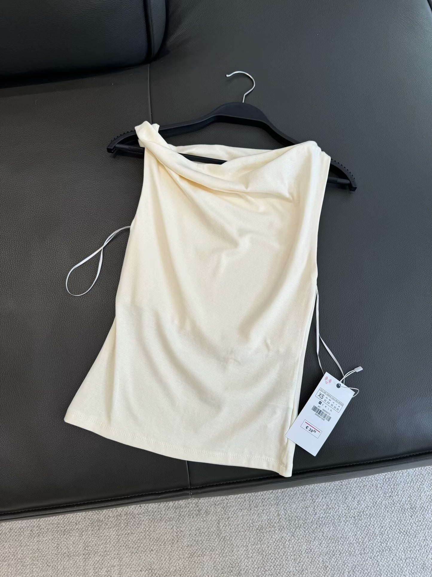 Women's new fashion knot decoration sleeveless pleated off shoulder cotton top