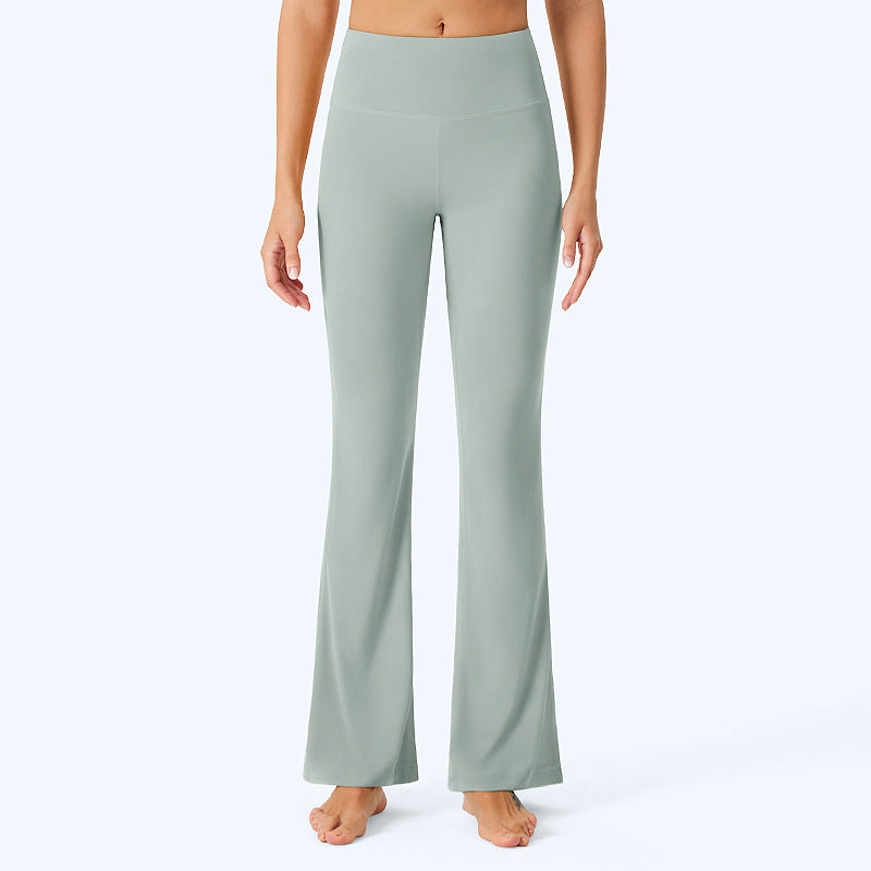 LU Women's New Sports Yoga Pants, Tights, Body Shaping, High Elasticity, Nudity, Moisture Absorption and Quick-drying High Waist Bell Bottoms.