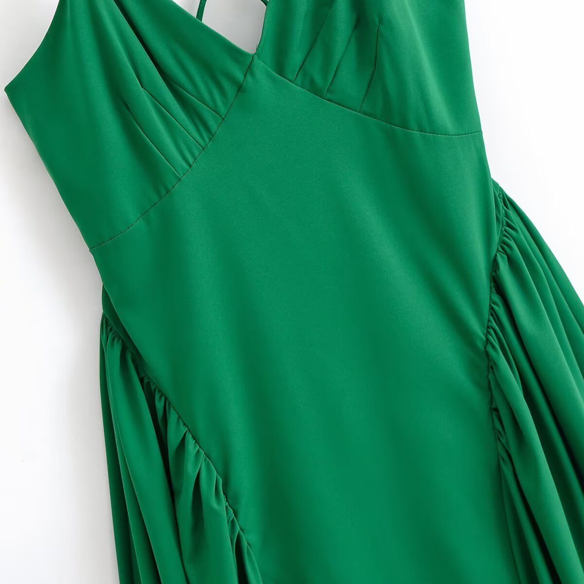 Women's new fashion vacation style draped suspender MIDI dress