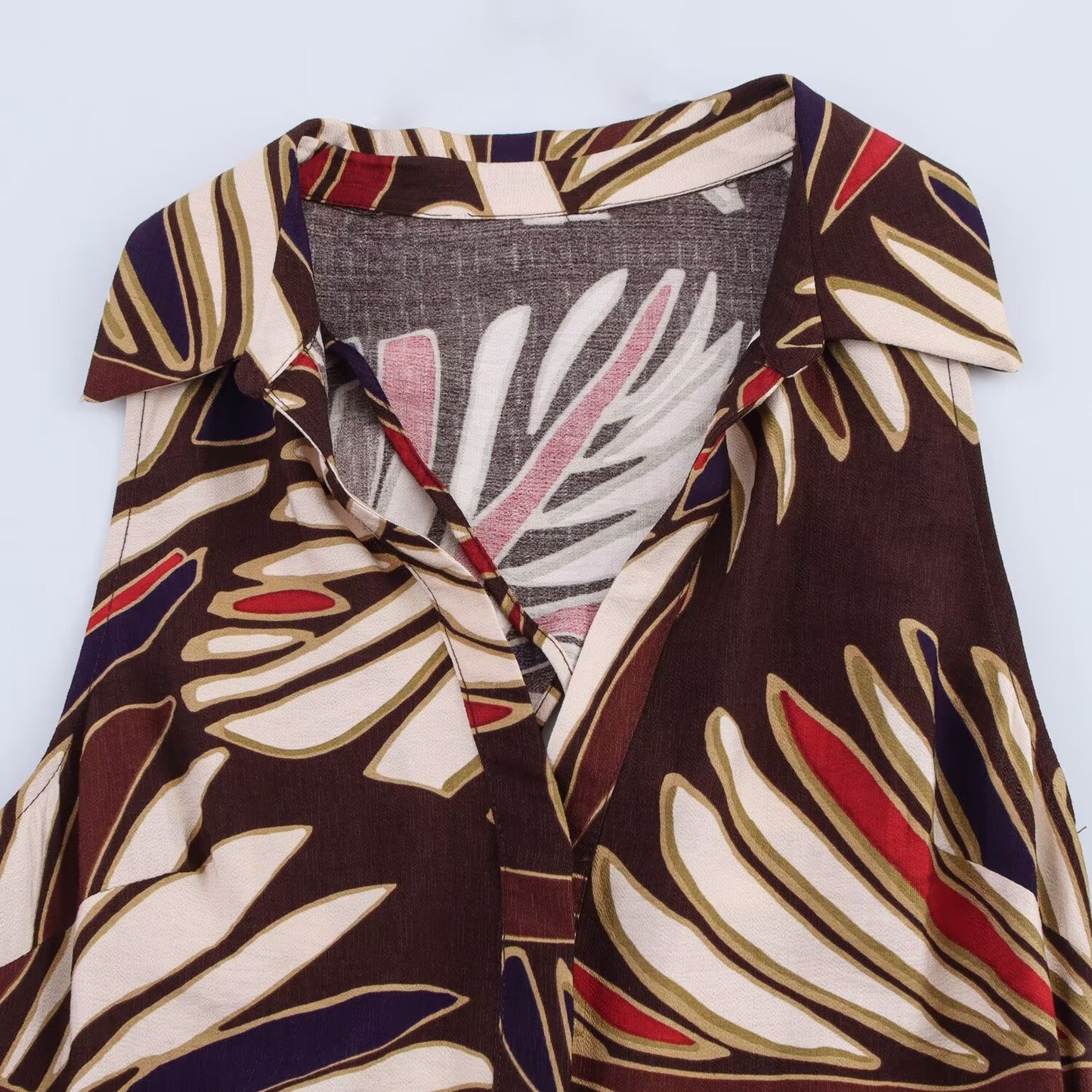 Women's New Fashion With Belt Single breasted Printed Midi Dress