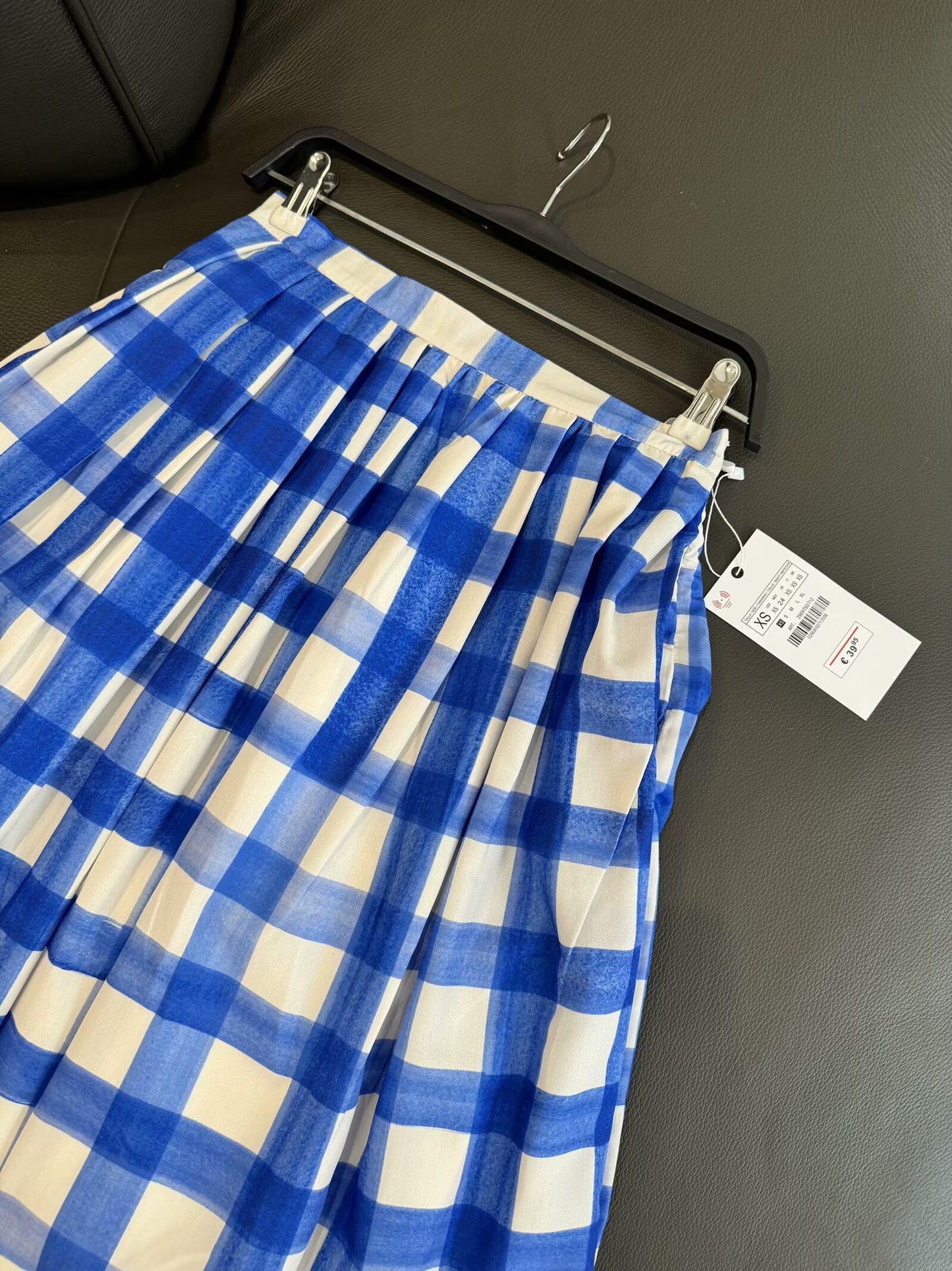 Women's new fashion A-line hem loose cotton mid waist plaid MIDI skirt retro zipper women's skirt