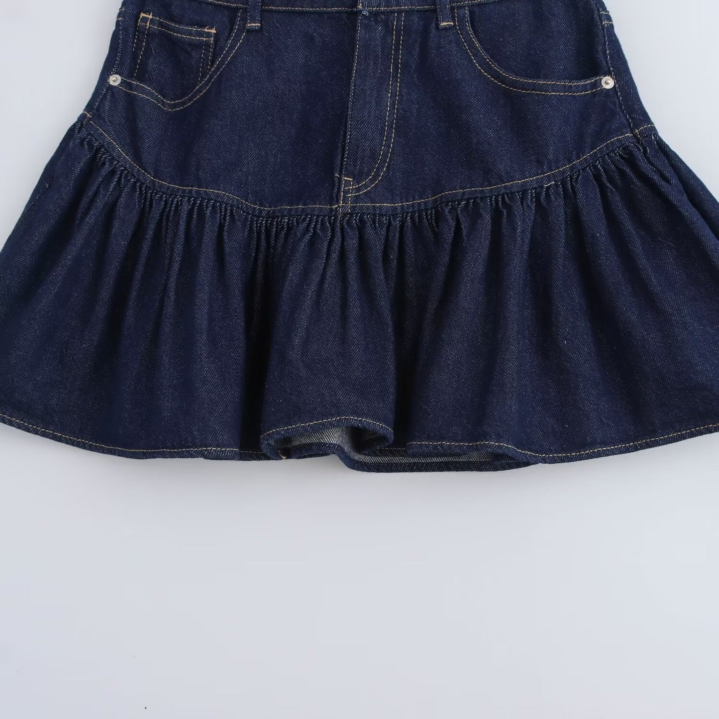 Women's 2025 new fashion side pocket casual wide swing denim mini skirt