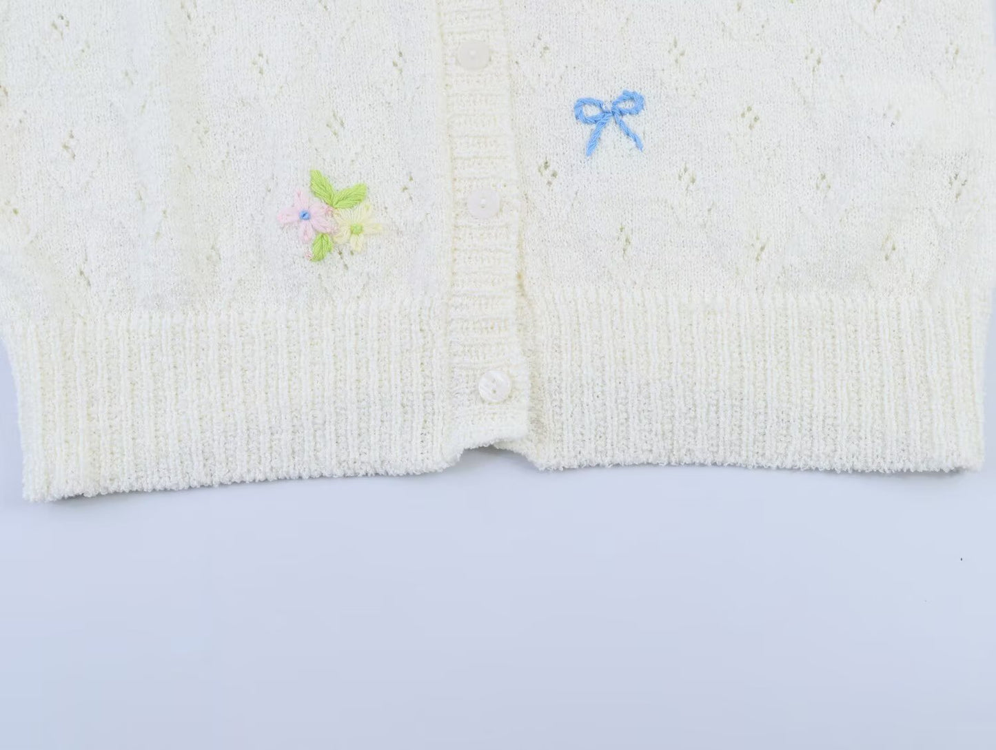 Women's floral embroidery hollowed out knitted cardigan