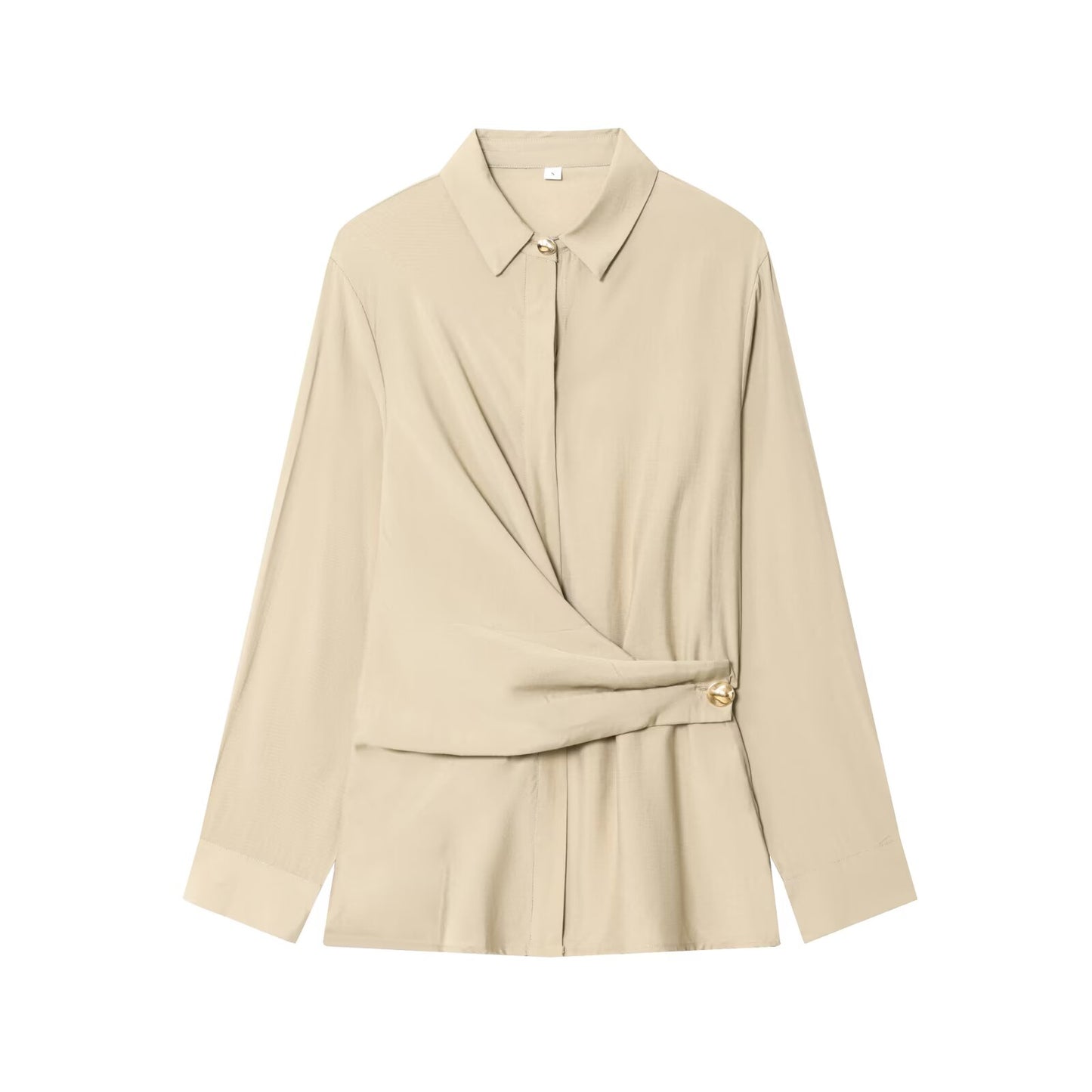 Women's New Fashion gold button long sleeved shirt+Pants suit