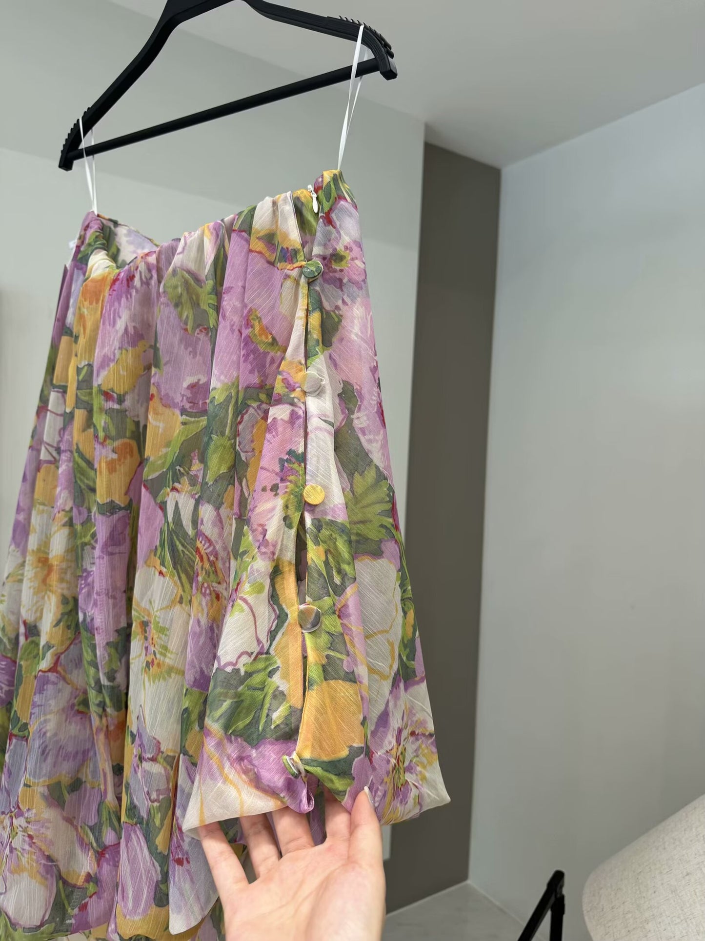 Women's New Fashion Sleeveless Flower Printed suspender Midi Dress