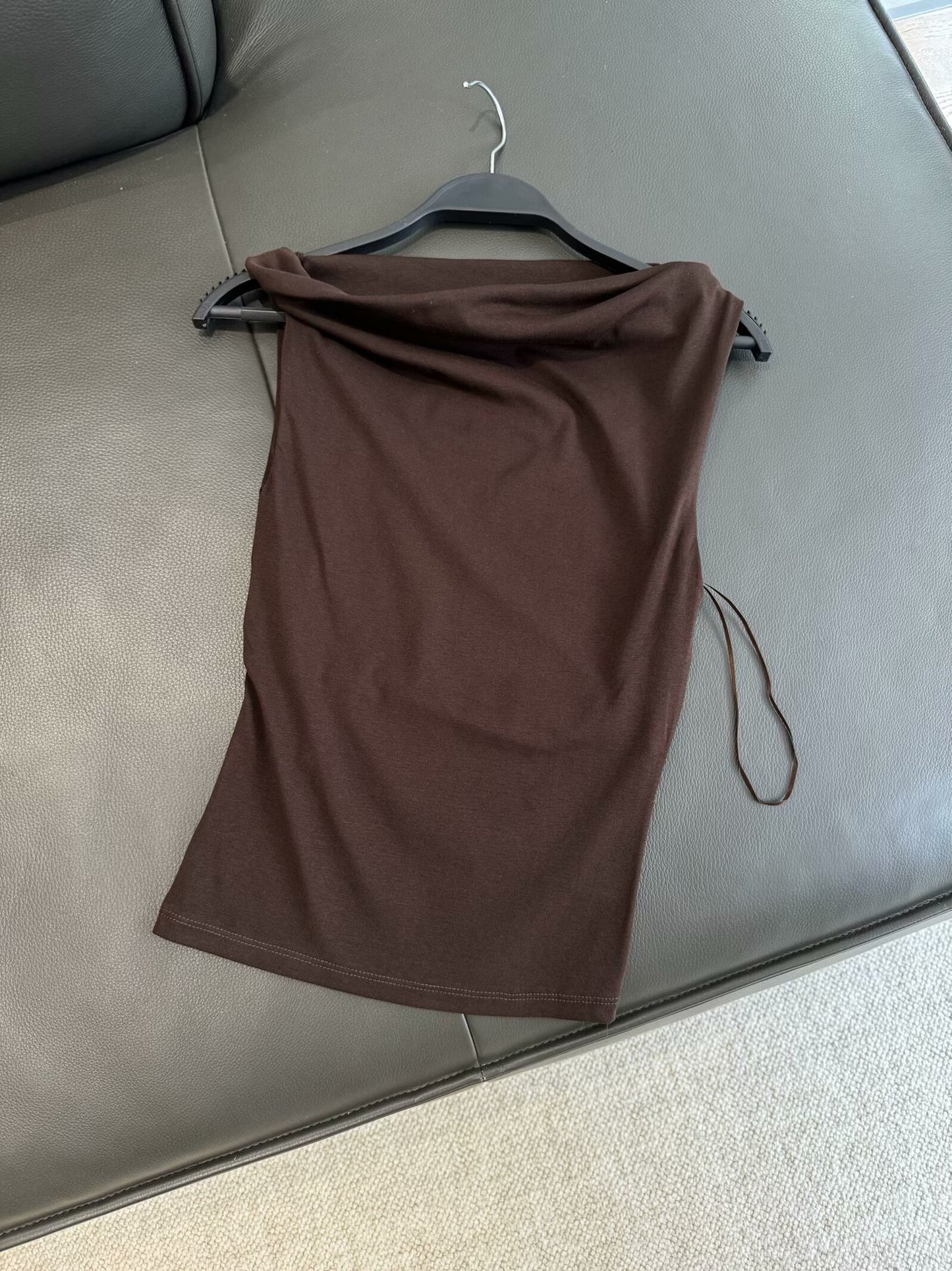 Women's new fashion knot decoration sleeveless pleated off shoulder cotton top