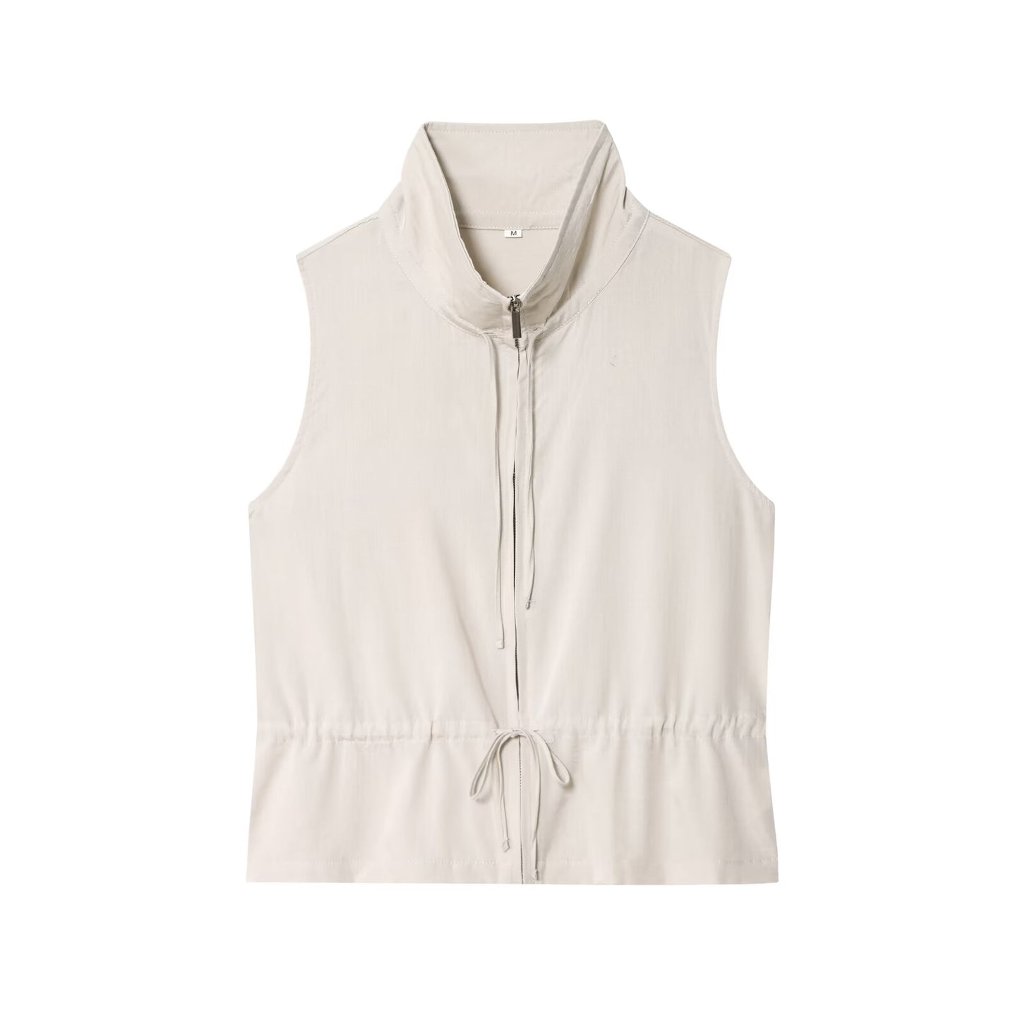 Women's new fashion with drawstring sleeveless stand collar vest+Pants suit