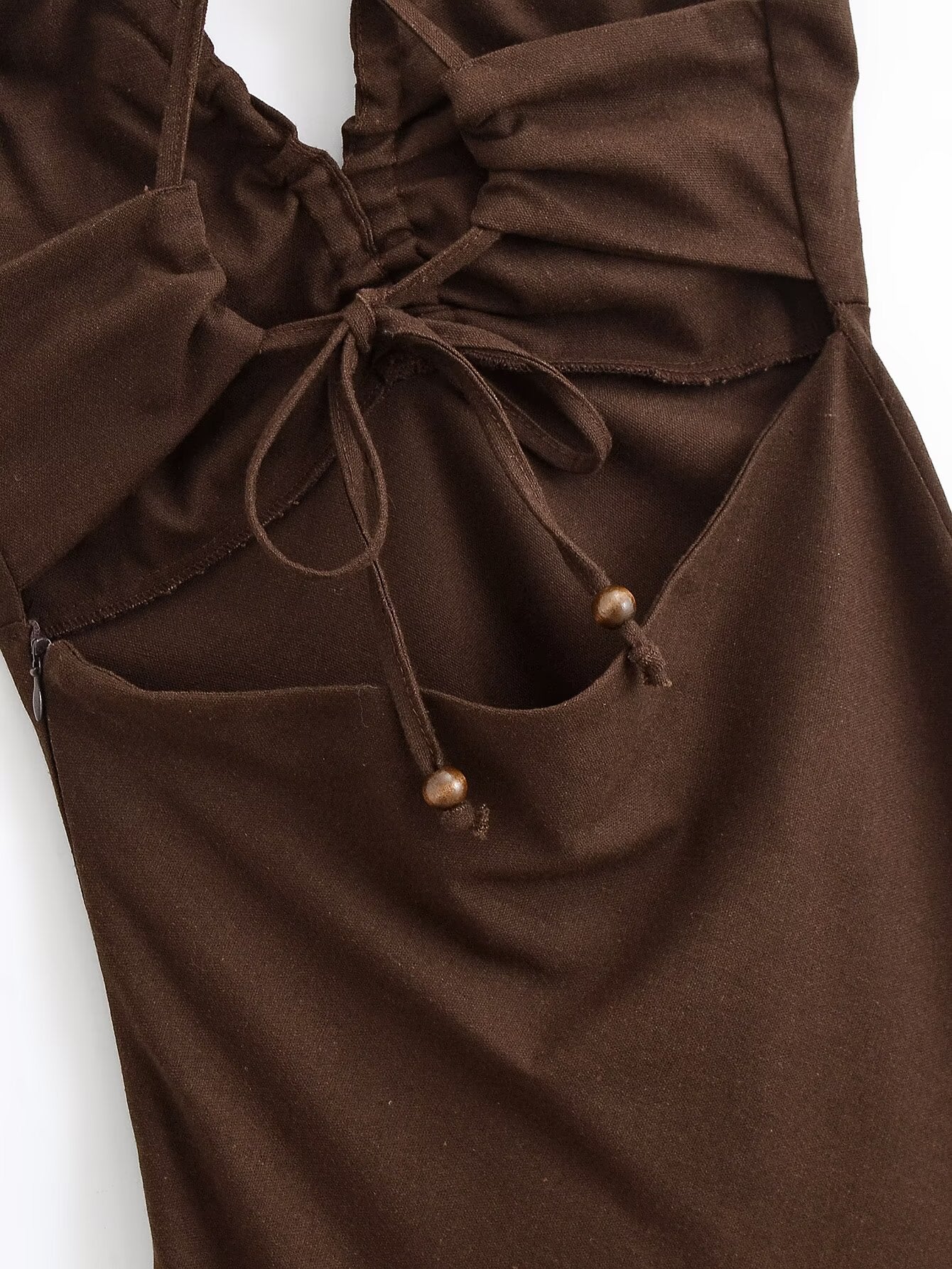 Women's new fashion slim backless linen blended suspender MIDI dress